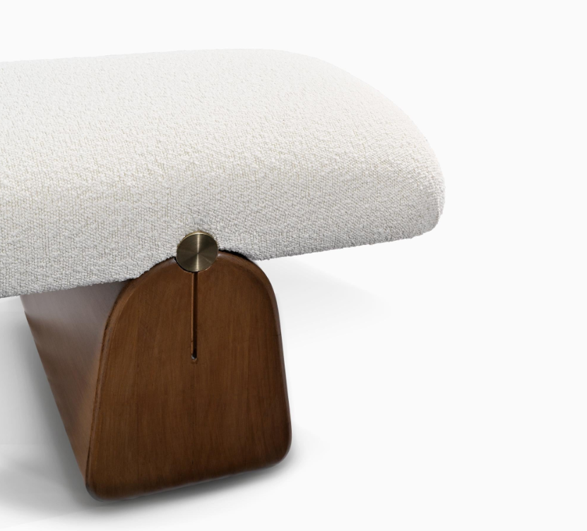 BRASS DETAIL WOODEN BENCH